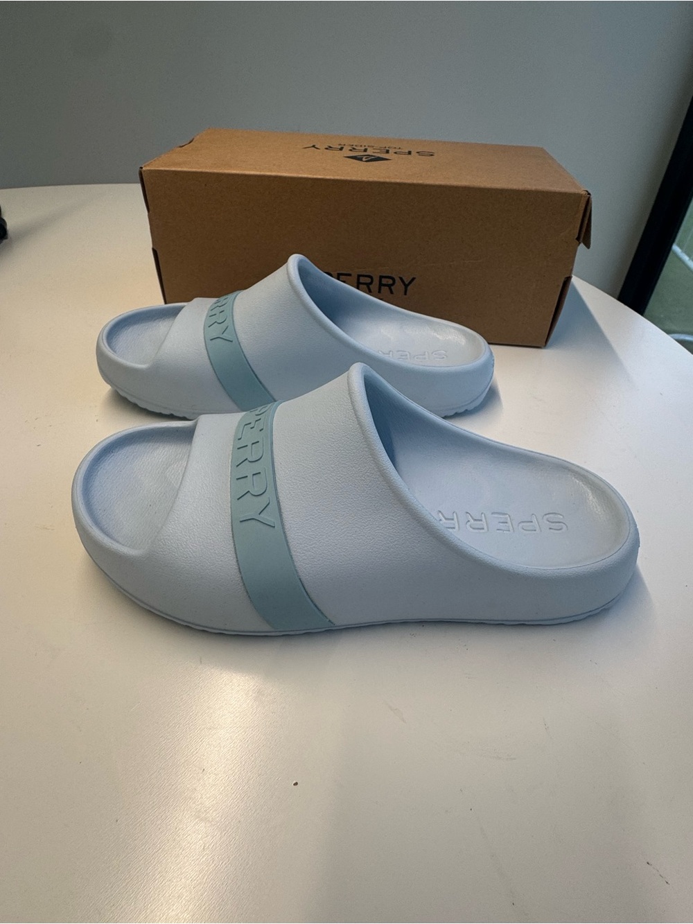 Sperry Pale Blue Slide Sandals with Mint Accent - NIB 🆕